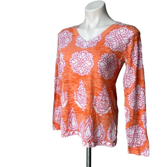 Before & Again V-Neck Burnout Long Sleeve Top, Sz S - Picture 5 of 9